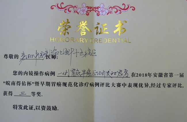 我院十六病區(qū)消化科在省消化道早癌內(nèi)鏡病歷評(píng)比大賽中取得佳績(jī)(圖3)